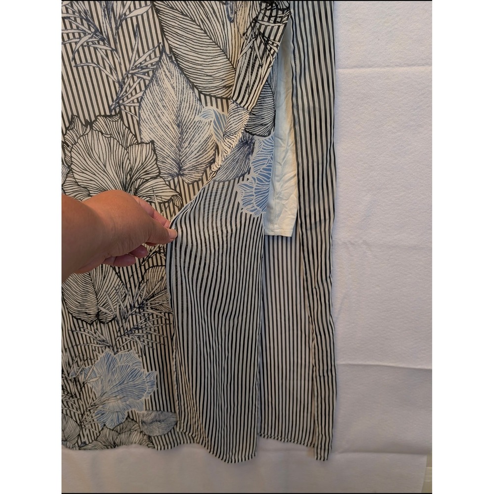 Vince Camuto Womens Striped Floral Sleeveless Maxi Dress Black White Blue Large - Picture 7 of 11